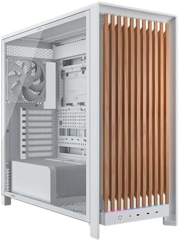 CORSAIR Frame 5000D Wood RS Mid-Tower ATX PC Case – Solid Wood Airflow Panel, 3X Pre-Installed Fans, Modular Customization, Spacious Interior, GPU Anti-Sag – White/Oak