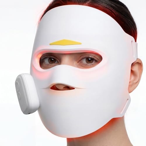 Red Light Therapy Mask for Face - 336 LED Cores 4-in-1 Quad-Chip Design with 850nm NIR, Blue & Yellow Light, Cordless Rechargeable Face Mask Light Therapy for Radiant Skin Tone & Renewal, Black
