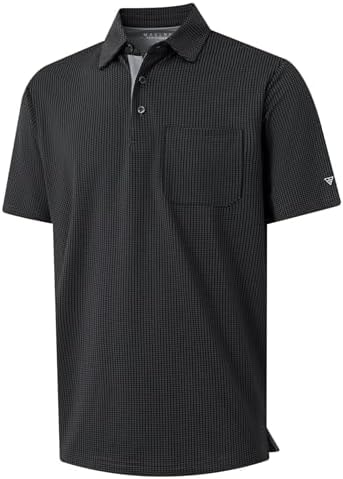 M MAELREG Golf Shirts for Men Dry Fit Short Sleeve Casual Collared Pocket Moisture Wicking Men's Polo Shirts Black