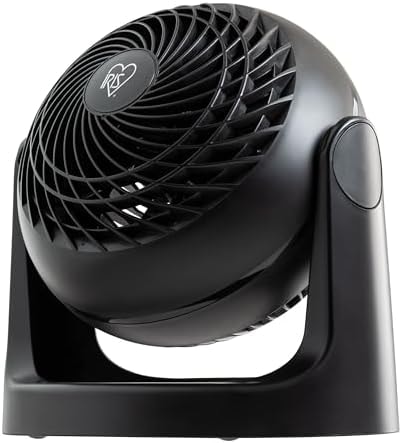 IRIS USA Desk Fan, Air Circulator, 3 Speeds, 52ft Max Air Distance, 360° Adjustable Tilt, 30 db Quiet Motor, Fan for Bedroom, Office, Dorm, Medium, Black
