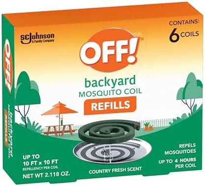 OFF! Backyard Mosquito Repellent Coil Refills, Perfect for Outdoor Patios Country Fresh Scent, 6 Count