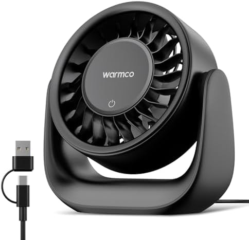 Warmco DS1 USB Desk Fan, 6.4 Inch Plug In Fan for Office