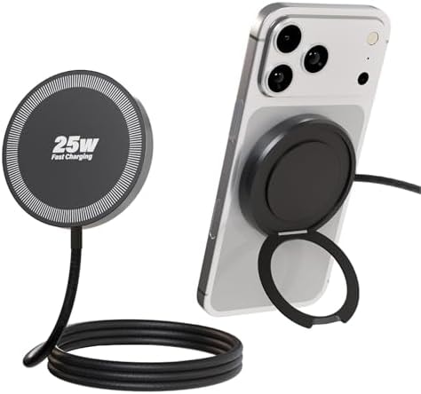 Magnetic Wireless iPhone Charger Fast Phone Charger with Kickstand, 6FT 25W Fast Phone Charging Pad Wireless Magnetic Charge for iPhone 17/17Air/16 Pro Max/16 Plus/15 Pro Max/AirPods3/2/Pro Black