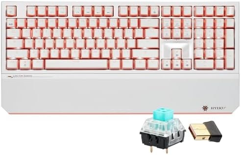 Hexgears X5 Wireless Mechanical Keyboard, Dual-Mode 2.4G/USB-C Ergonomic Full Size 108 Keys Keyboard, Kailh Box 3.0 Clicky Switch, N-Key Rollover, Backlit Gaming Keyboards with Wrist Rest (Pink)