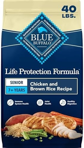 Blue Buffalo Life Protection Formula Chicken & Brown Rice Senior Dry Dog Food, Supports Immunity with Antioxidant-Rich LifeSource Bits, Promotes Healthy Muscle Development, Skin & Coat Health, 40 lbs