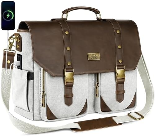 MATEIN Canvas Messenger Bag for Women, 15.6 Inch Briefcase with USB Port