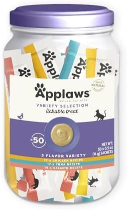 Applaws 3-Flavor Variety Lickable Cat Treats 50-Pack 0.5 oz Sachets