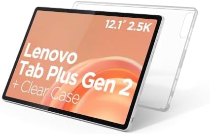 Lenovo Tab Plus Gen 2 - Entertainment Tablet and Clear Case - 12.1″ 2.5K IPS Touch Display - 120Hz - MediaTek Dimensity 7400 CPU - 8GB Memory - 256GB UFS Storage - Integrated Arm Mali-G615 MC2 GPU