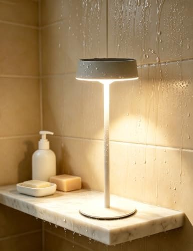 UMLAEN Solar Table Lamp Rechargeable, Waterproof Shower Lamp