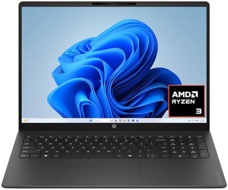 HP OmniBook 3 16 inch Laptop PC, 2K Touchscreen, AMD Ryzen 3 30, 8 GB RAM, 256 GB SSD, AMD Radeon 610M GPU, Windows 11 Home, Mica Silver, 16-by0199nr
