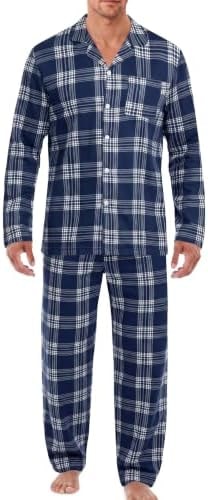 Ekouaer Mens Pajamas Set Long Sleeve Button Down Pjs Long Pants with Pocket