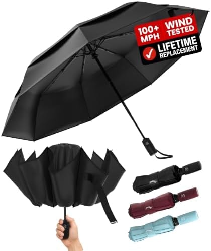 Repel Reverse Folding Umbrellas for Rain, Windproof, 46 Inch Large Coverage