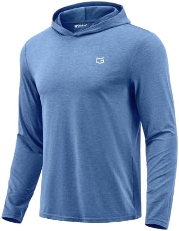 G Gradual Men's Lightweight Athletic Hoodies Pullover Long Sleeve Shirts(Haze Blue Heather,L)