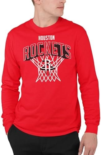 Junk Food NBA - Houston Rockets Nothing But Net Adult LS T-Shirt Red