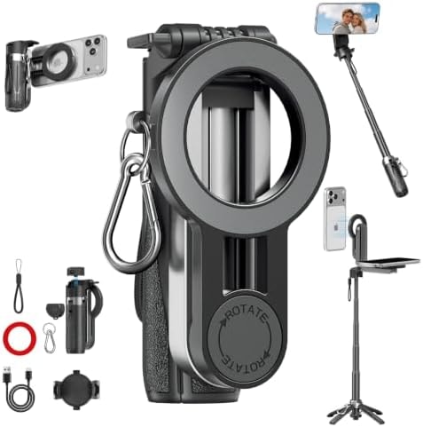 4-in-1 Mini Magnetic Selfie Stick with Remote for Cell Phone 360° Rotation