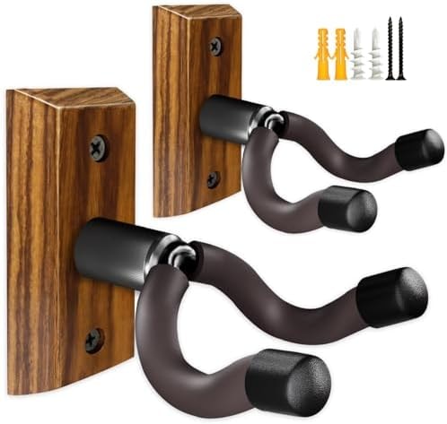 MUSO 2 Pack Wall Mount, Guitar Hanger, U-Shaped Guitar Wall Hanger Mount, Guitar Holder Hook Wall Mount Guitar Accessories for Acoustic, Electric Guitar, Banjo, Bass, Ukulele,Zebra Wood