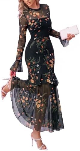 BTFBM Fall Wedding Guest Dress Long Sleeve Maxi Dresses for Women