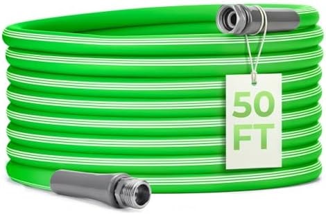 Delxo Garden Hose 50 FT, Flexible Rubber Hybrid Water Hose 5/8 Inch