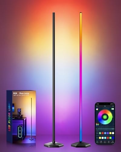 boostool 2 Pack Corner LED RGB Floor Lamp, Smart Dimmable Corner Light with Music Sync, Color Changing Ambient Lighting with App and Remote Control, for Bedroom, Living Room Gaming Room