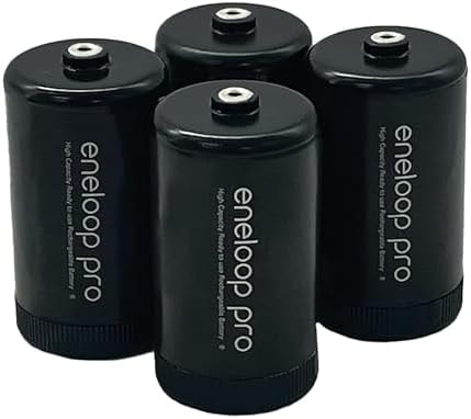 Eneloop Panasonic pro BQ-BS1K4SA D Size Battery Adapters for Use pro Ni-MH Rechargeable AA Battery Cells, 4 Pack