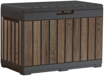 Keter Premium Everwood 50 Gal Outdoor Storage Box and Patio Side Table