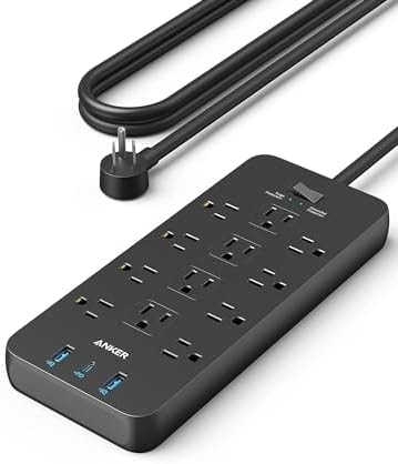 Anker Power Strip with 2100J Surge Protector, Outlet Extender, 20W, 12 AC