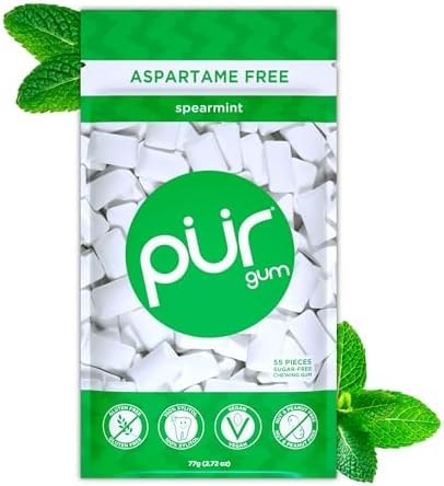 PUR Gum, Spearmint, Xylitol Gum, No Artificial Flavor, 55 Count