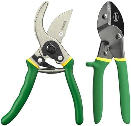 Miracle-Gro 2-Piece Pruning Shears Set – Includes 8 in. Bypass Pruner for Live Plants and 8 in. Anvil Pruner for Dry Stems – Sharp Carbon Steel Blades and Comfort Grip Handles for Garden and Yard Use