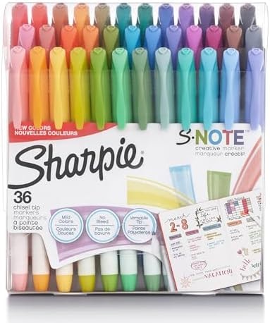 Sharpie S-Note Chisel Tip Pastel Markers & Highlighters, Assorted Colors Markers Set, Back to School Supplies & Teacher Essentials, Bulk 36 Pack