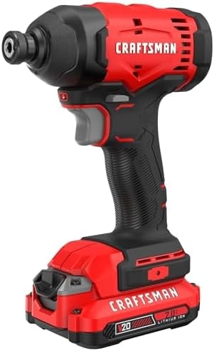 CRAFTSMAN Cordless 1/4 Impact Driver with 2 Ah Lithium Ion Battery, Charger and PH2 Screwdriving Bit, LED Light, High Torque, Variable Speed, 2900 RPM (CMCF801D1)