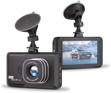 1080P Full HD Dash Cam, 3-Inch Dashboard Camera with 170° Ultra-Wide Angle, Superior Night Vision & Low Light, Built-in Loop Recording, G-Sensor Emergency Lock, Compact Design