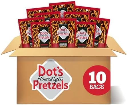 Dot's Homestyle Pretzels Original Seasoned Pretzel Twist Snack, 3.3oz Individually Sized Bag (10 Count)