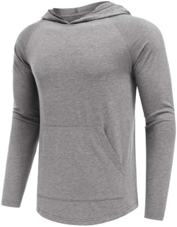 PINSPARK Men's Lightweight Workout Hoodie Sweatshirt, Light Gray, S