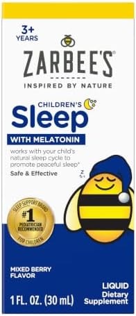 Zarbee's Kids Melatonin Sleep Supplement Liquid, 1mg Melatonin, 1 fl oz