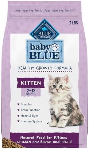 Blue Buffalo Baby Blue Natural Kitten Dry Cat Food, Healthy Growth Formula with DHA, Chicken and Brown Rice Recipe, 2-lb Bag