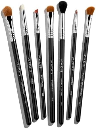 Sigma Beauty Basic Eye Brush Set - Makeup Brushes 7 Pieces Fibers & Sleek