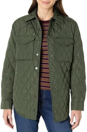 Amazon Essentials Women's Regular-Fit Quilted Jacket, Dark Olive, XX-Large