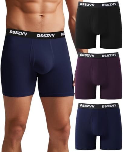 DSSZVV Men's Underwear Soft Breathable Stretch Fit Boxer Briefs Pack of 3