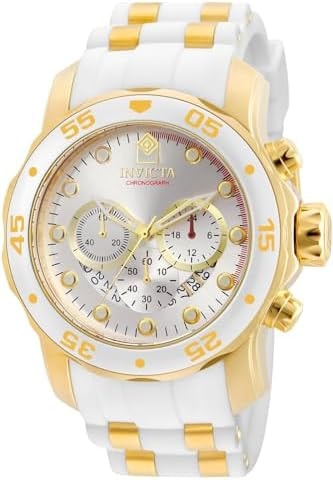 Invicta Men's Pro Diver Stainless Steel Quartz Watch with Silicone Strap, Gold, White, 26 (Model: 20291)