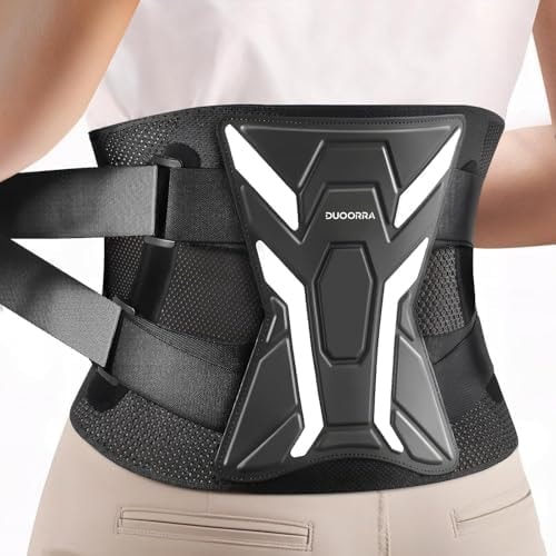 Duoorra Back Brace for Men & Women Lower Back Pain Relief, Sciatica Pain Relief, Herniated Disc, Scoliosis-Breathable Back Support Brace with 26° Ergonomic Bionic Curve Support Stays