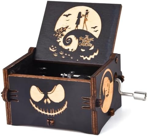 Aokely Before Christmas Music Box,Engraving Nightmare Musical Box Melody Plays This is Halloween Home Decor for Halloween Valentine's Day Christmas