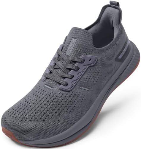 Men's Anatomical Toe Box Knit Low Drop Running Shoes (Charcoal/ Gum, 12.0)
