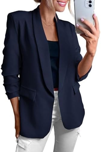 KIRUNDO Womens Blazer 2026 Fall Business Casual Jackets(Navy, L)