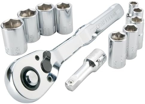 CRAFTSMAN Mechanics Tool Set, Metric, 1/4 Inch Drive, 11 Piece, 90-Tooth (CMMT34871)