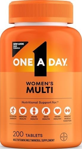 One A Day Multivitamin for Women- Daily Vitamins for Woman with Biotin, Calcium, Folic Acid, Iron & Zinc, Complete Women’s Vitamins, 200 Ct (Packaging May Vary)