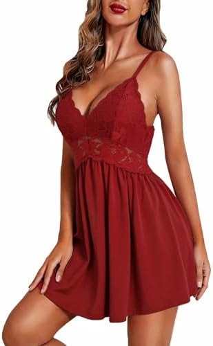 Ekouaer Plus Size Lingerie for Curvy Women Lace Trim Sleeveless Nightgown