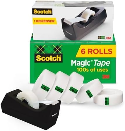 Scotch Magic Tape with Scotch Desktop Dispenser, 6 Rolls of 3/4" x 1000"