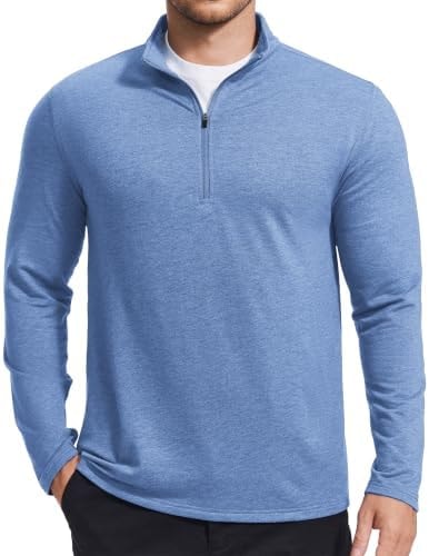 PINSPARK Lightweight Mens Quarter Zip Pullover Sweatshirt Mock Neck Shirts