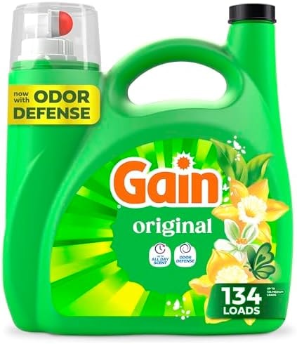 Gain Liquid Laundry Detergent with Odor Defense, Original Scent, For HE Washing Machines, 177 fl oz, 134 Loads (Packaging May Vary)