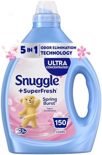 Snuggle SuperFresh Fabric Softener Liquid, Ultra Concentrated, 78.8 Oz, 150 Medium Loads, Spring Burst Fabric Conditioner, Lasting Scent, Fights Stubborn Odors, Softens, Reduces Static & Wrinkles